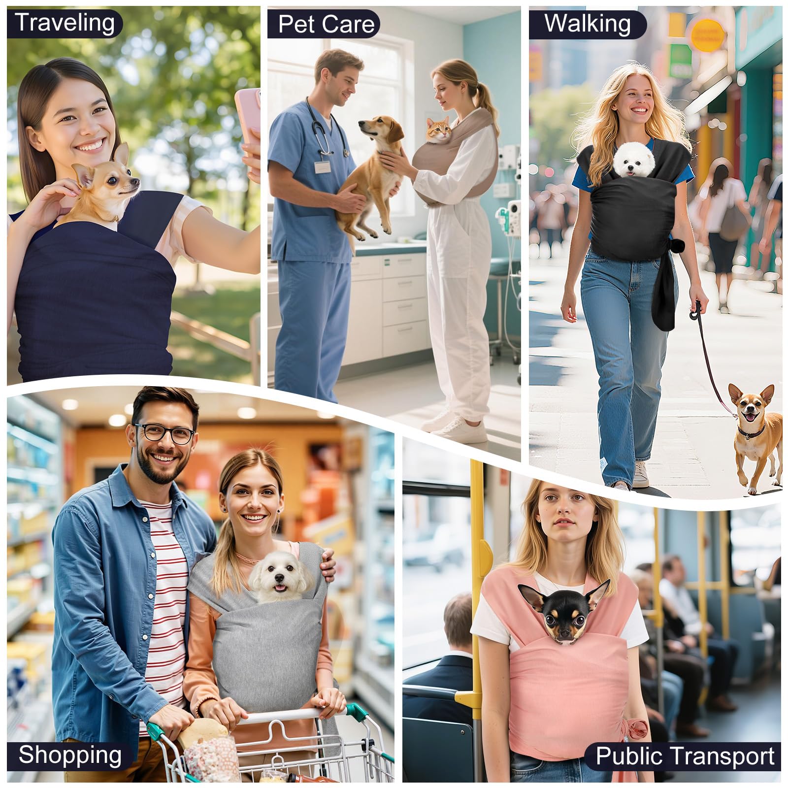 Pawaboo pet sling use cases on walk or hike highlights convenience.