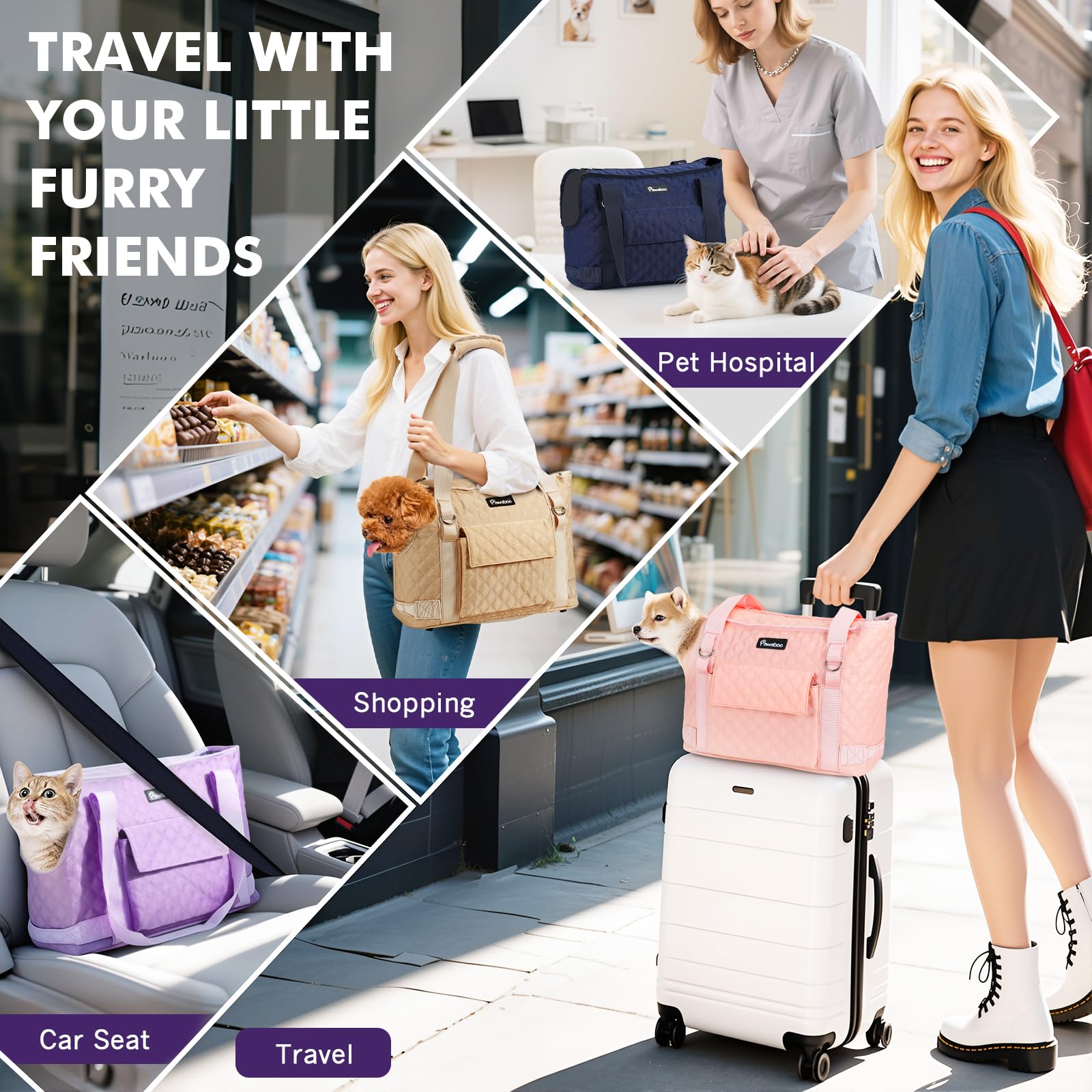 Pawaboo pink small-pet carrier adds cute style while keeping pets secure.