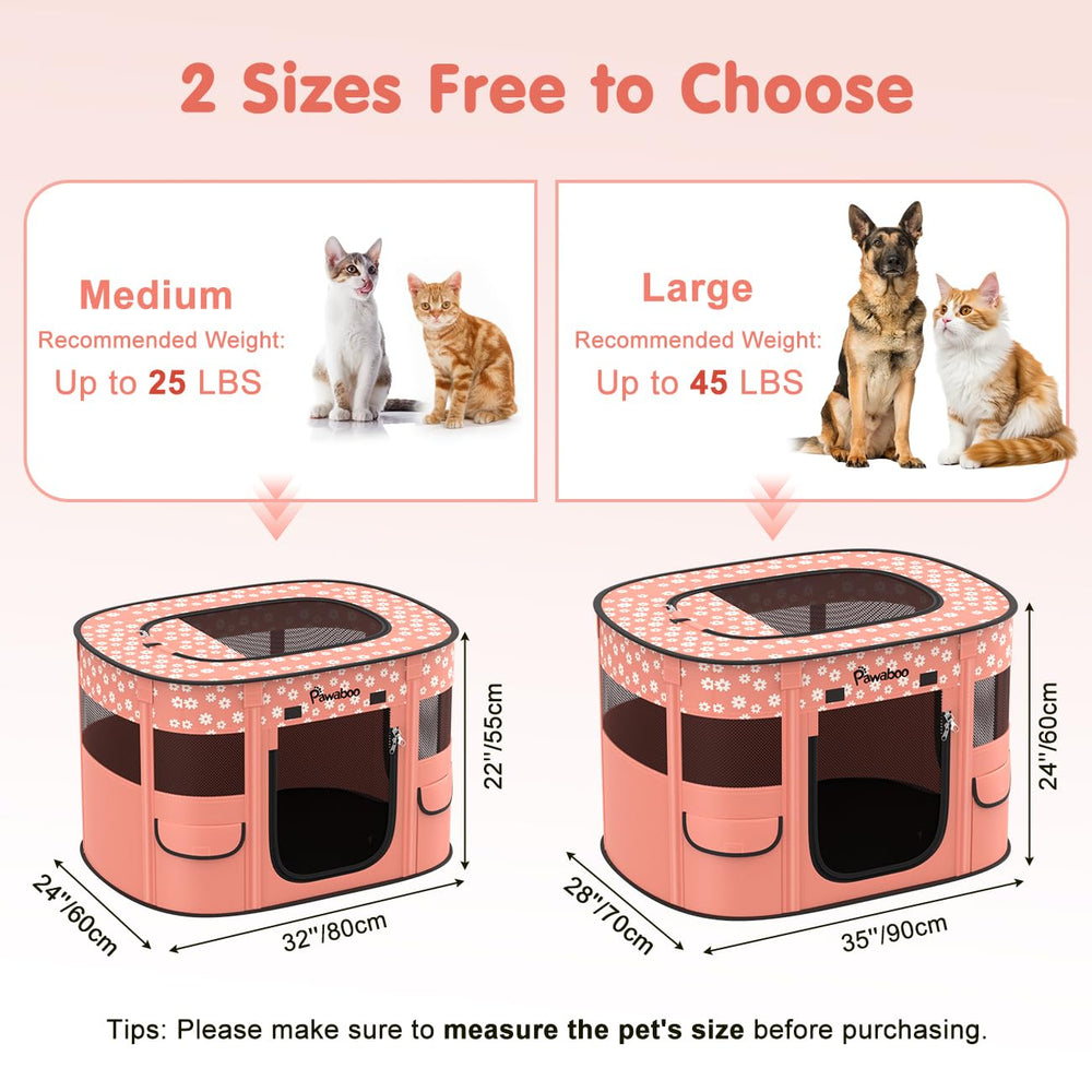 Pawaboo playpen shows 360 degree windows for visibility and calmer pets
