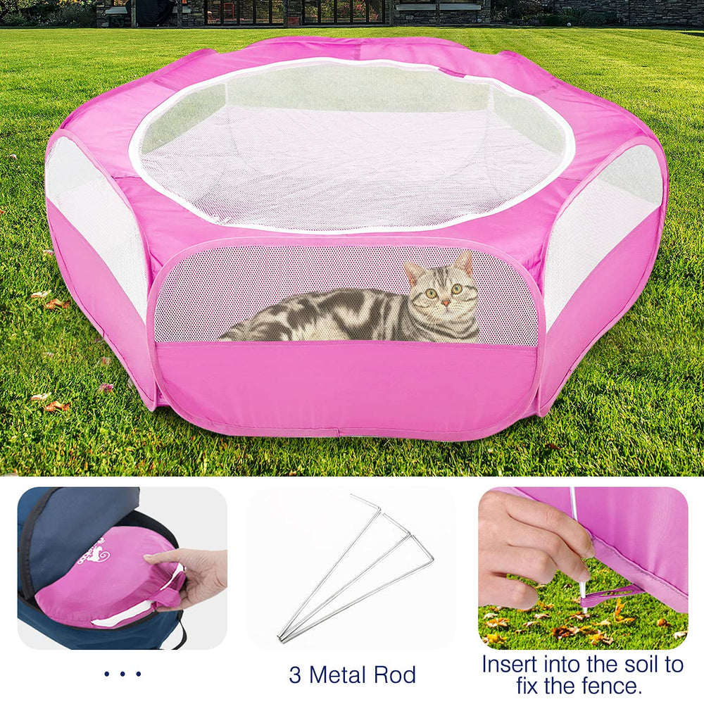 Pawaboo playpen three metal rods provide sturdy outdoor support.