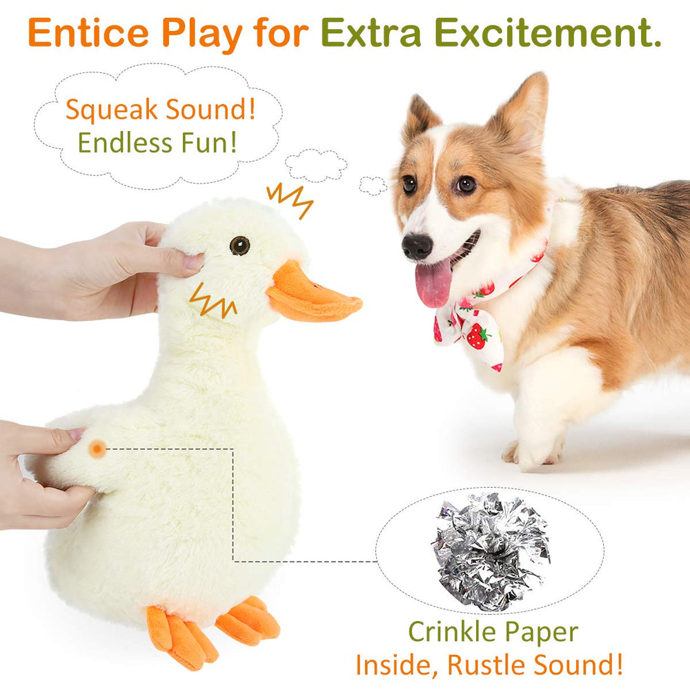 Pawaboo plush duck with embroidered eyes – soft, durable cuddle toy.