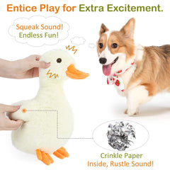 Pawaboo plush duck with embroidered eyes – soft, durable cuddle toy.