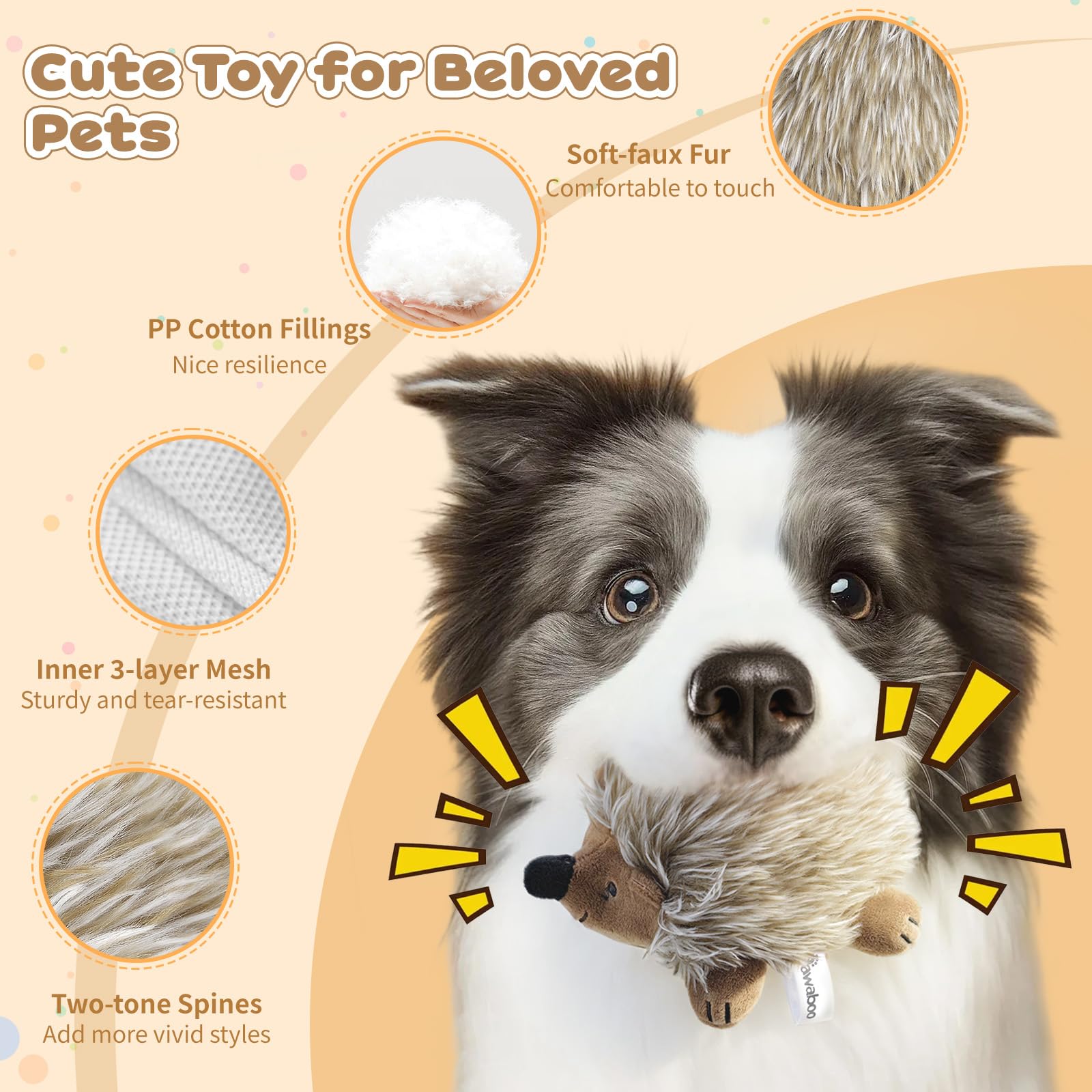 Pawaboo hedgehog toy durable stitching for long-lasting fun