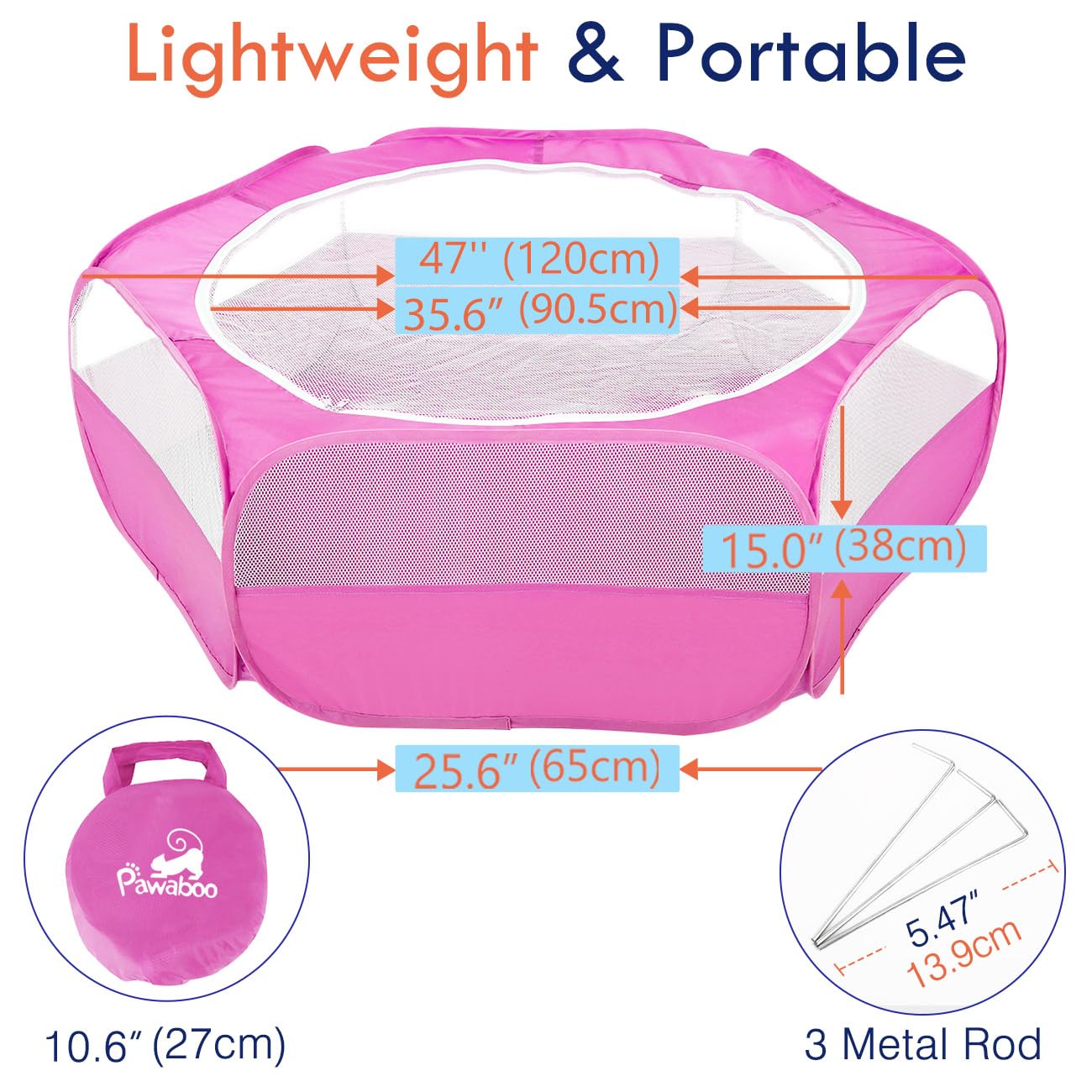 Pawaboo portable outdoor yard fence folded compact for travel.