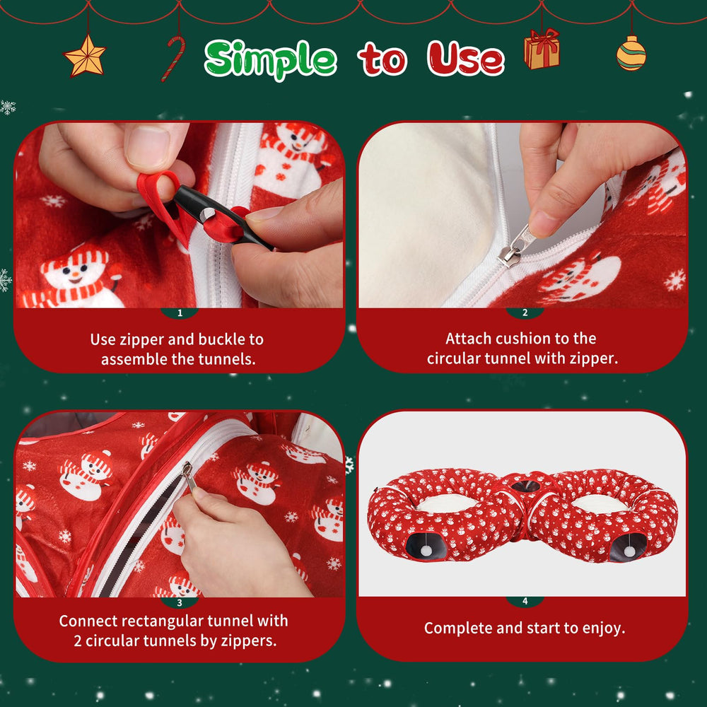 Pawaboo red snowman design – festive look adds charm to cat play area