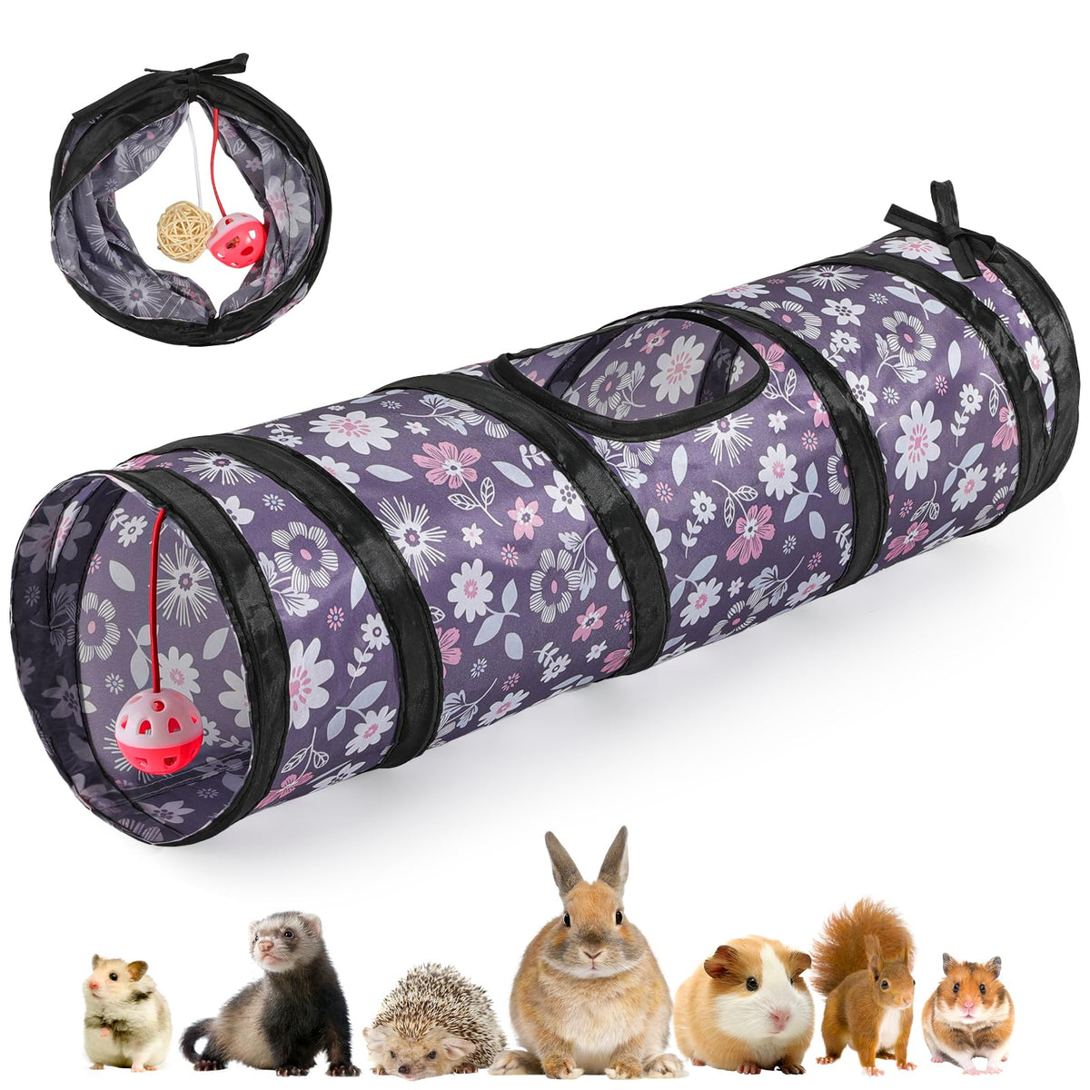 Pawaboo small-pet straight tunnel 60cm offers a roomy hideaway for hamsters and guinea pigs.