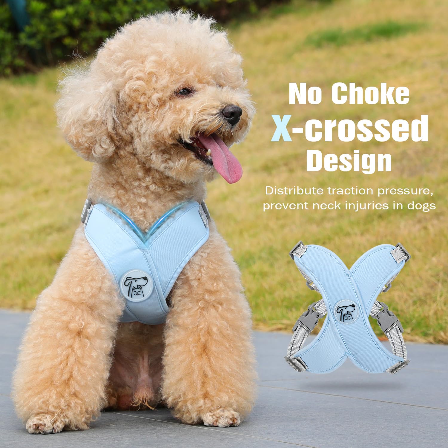 Pawaboo soft breathable fabric harness provides lightweight comfort