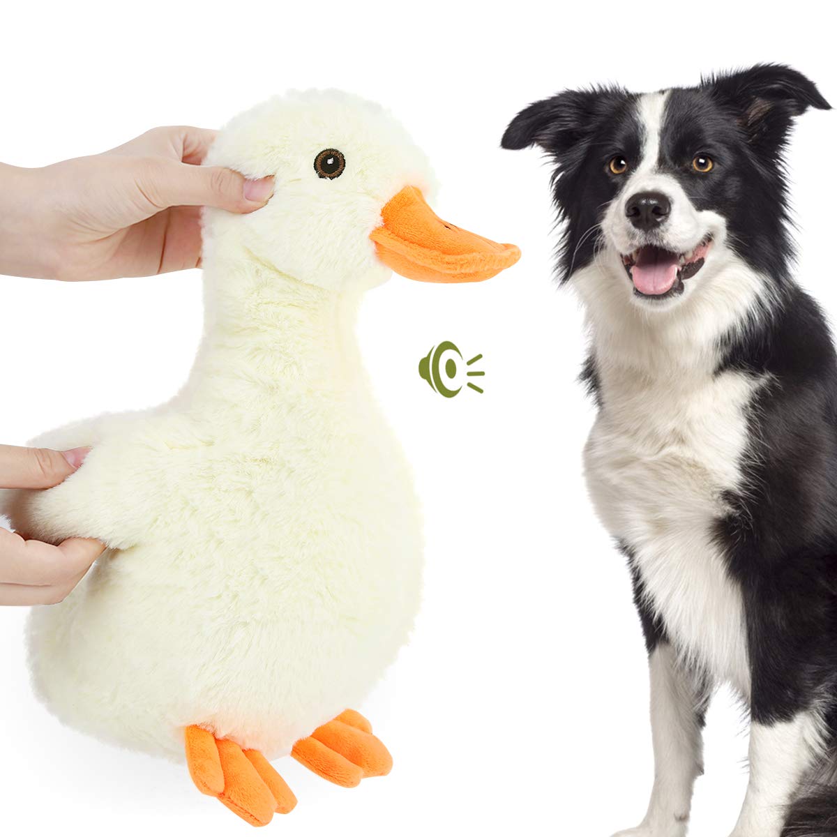Pawaboo squeak plush duck toy head – interactive head squeaker for fetch.