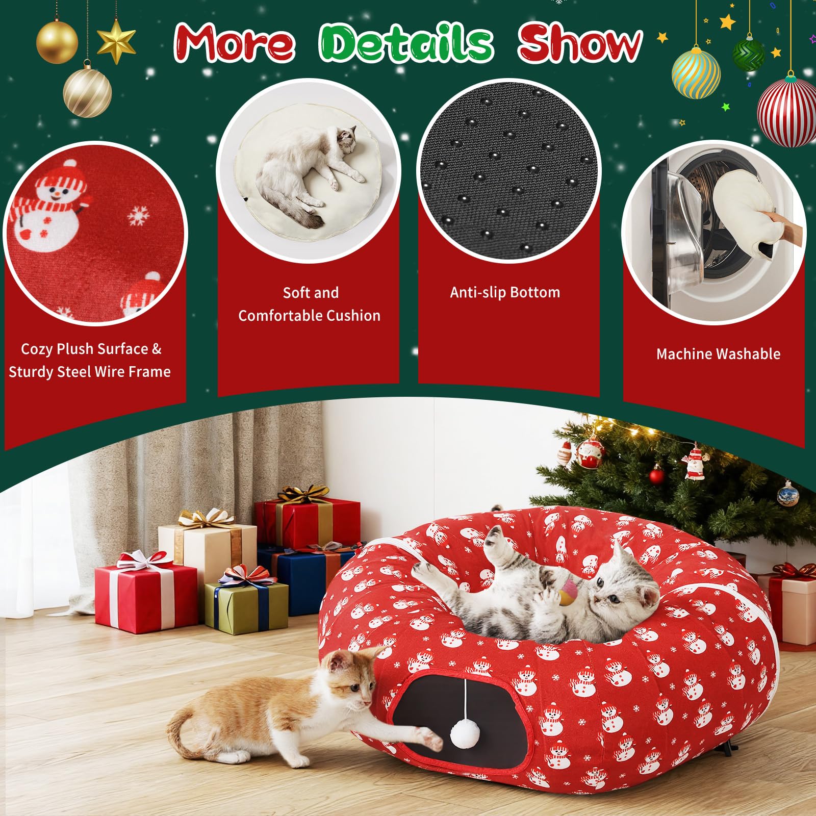 Pawaboo steel frame cat tunnel – sturdy support withstands active cats