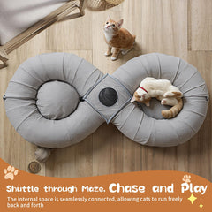 Pawaboo tunnel donut bed inside showcases cozy resting spot after play