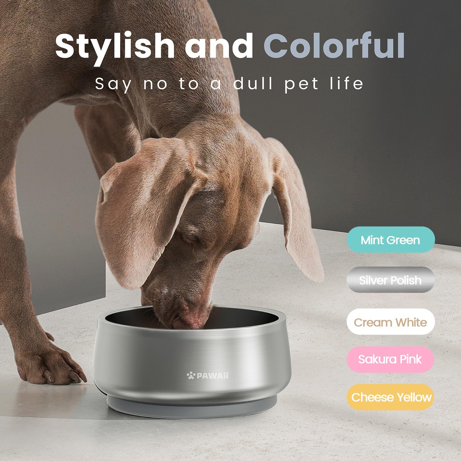Pawaii 68oz dog bowl suits larger breeds and multi-pet homes.