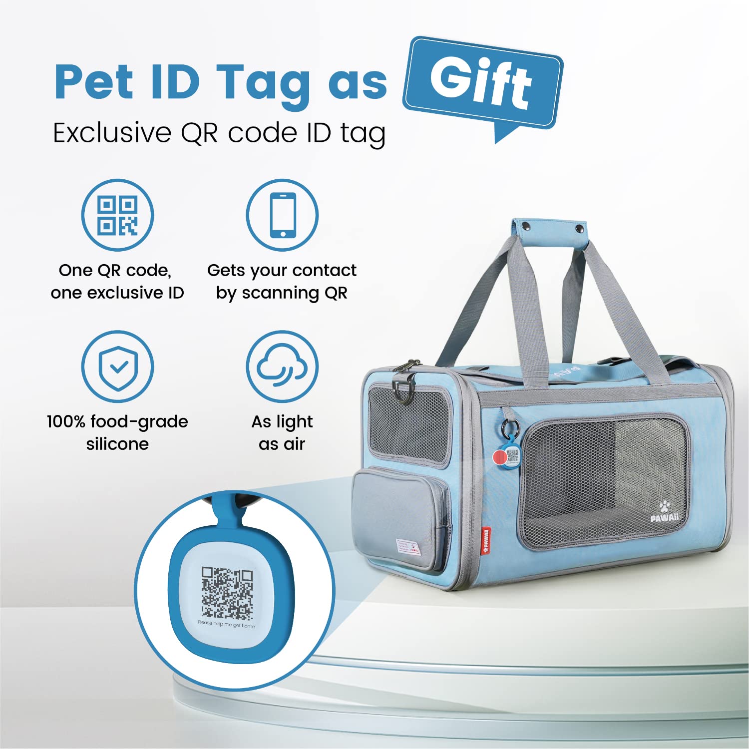 Pawaii airline-approved cat carrier breathable mesh sides promote fresh air and comfort