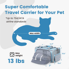 Pawaii airline-approved cat carrier expands on one side to give pets room to lie down