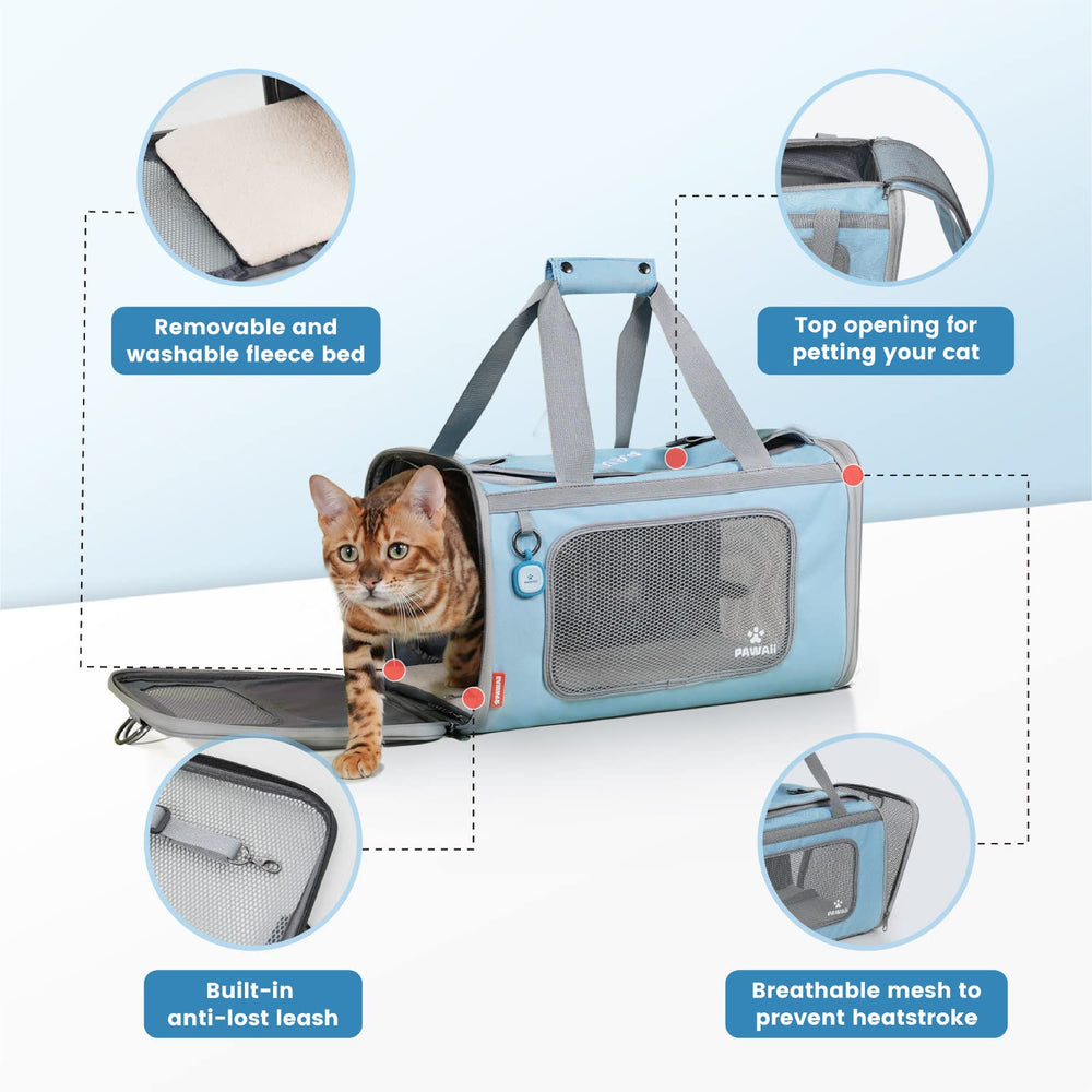 Pawaii foldable cat carrier is luggage-friendly for easy travel storage