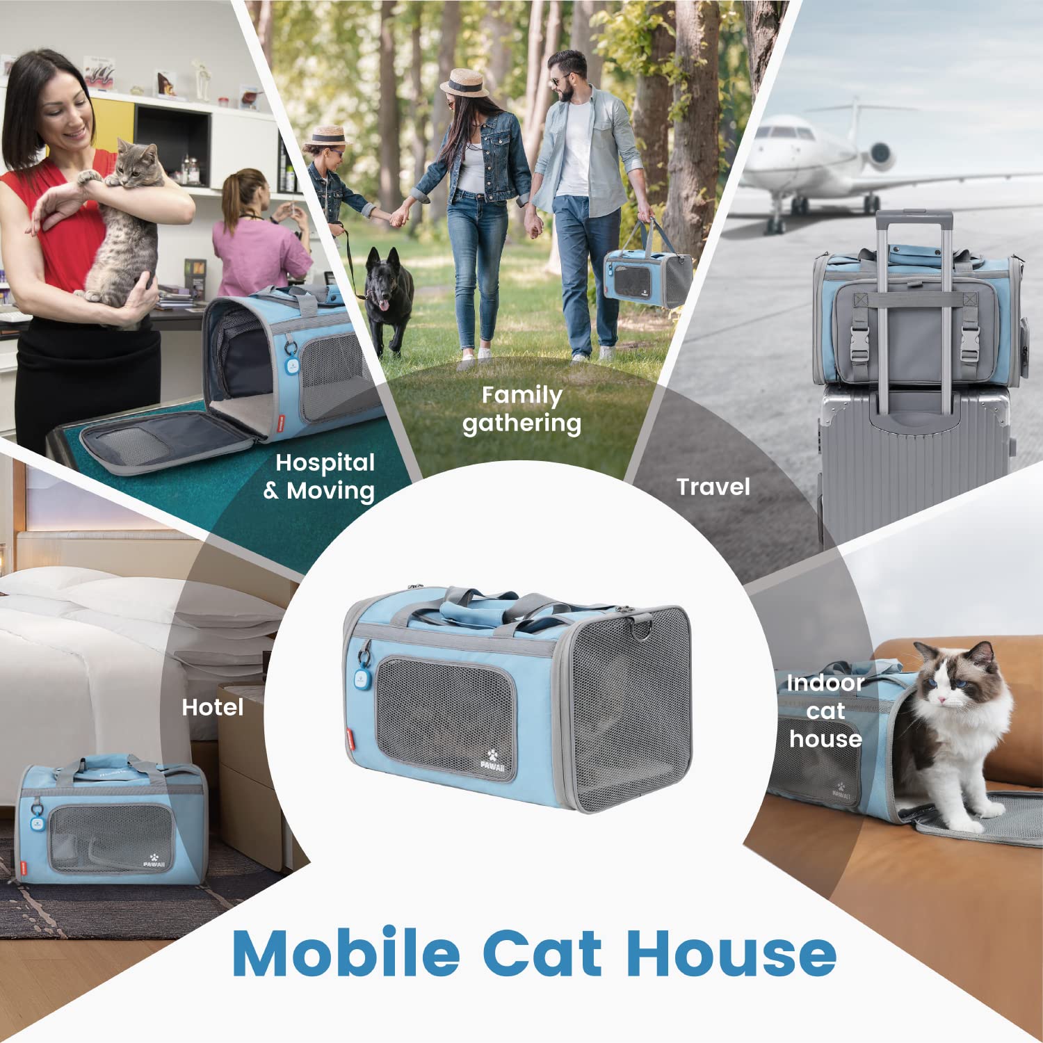 Pawaii cat carrier soft fleece bed provides cozy resting spot indoors or en route