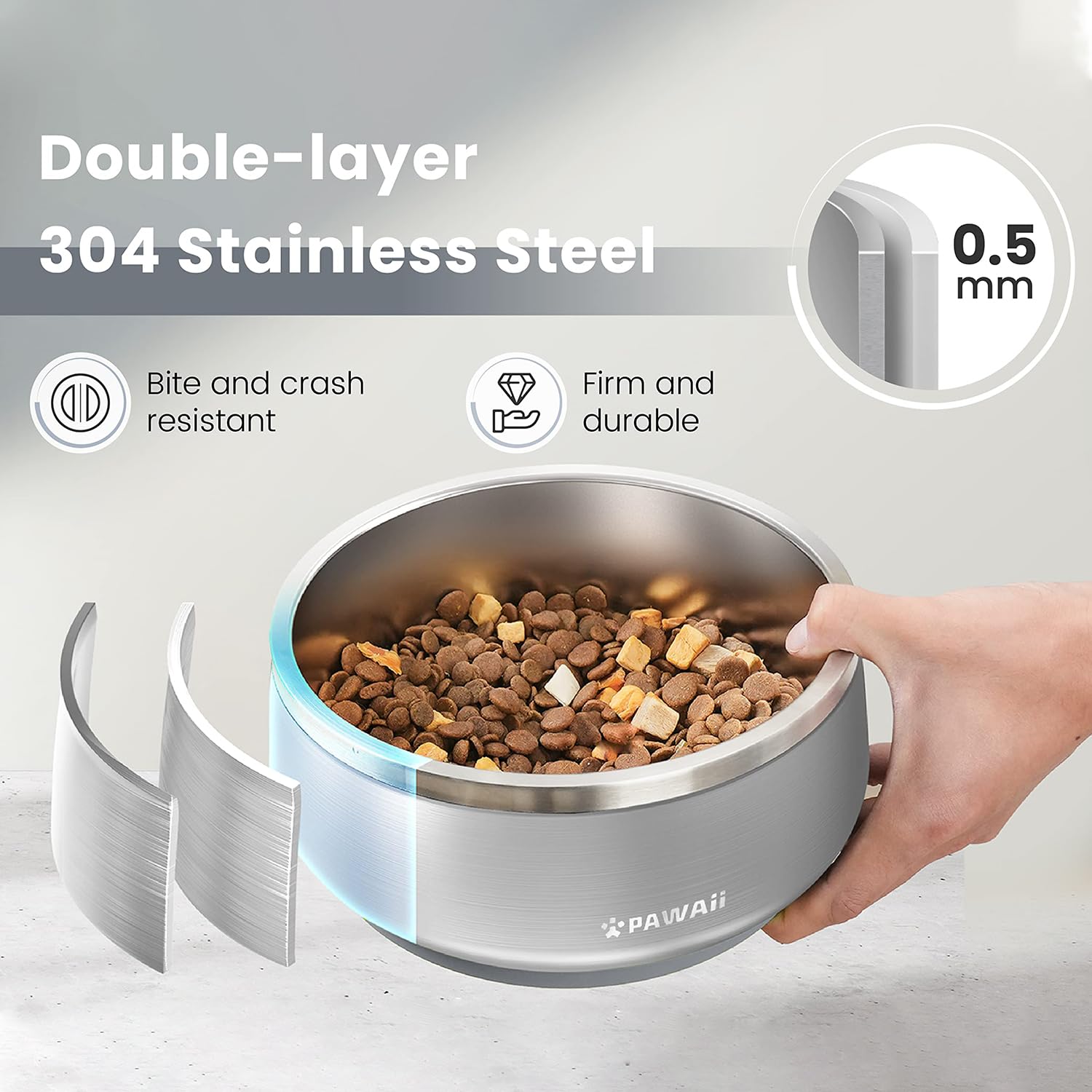 Pawaii dishwasher-safe dog bowl for easy cleanup after meals.