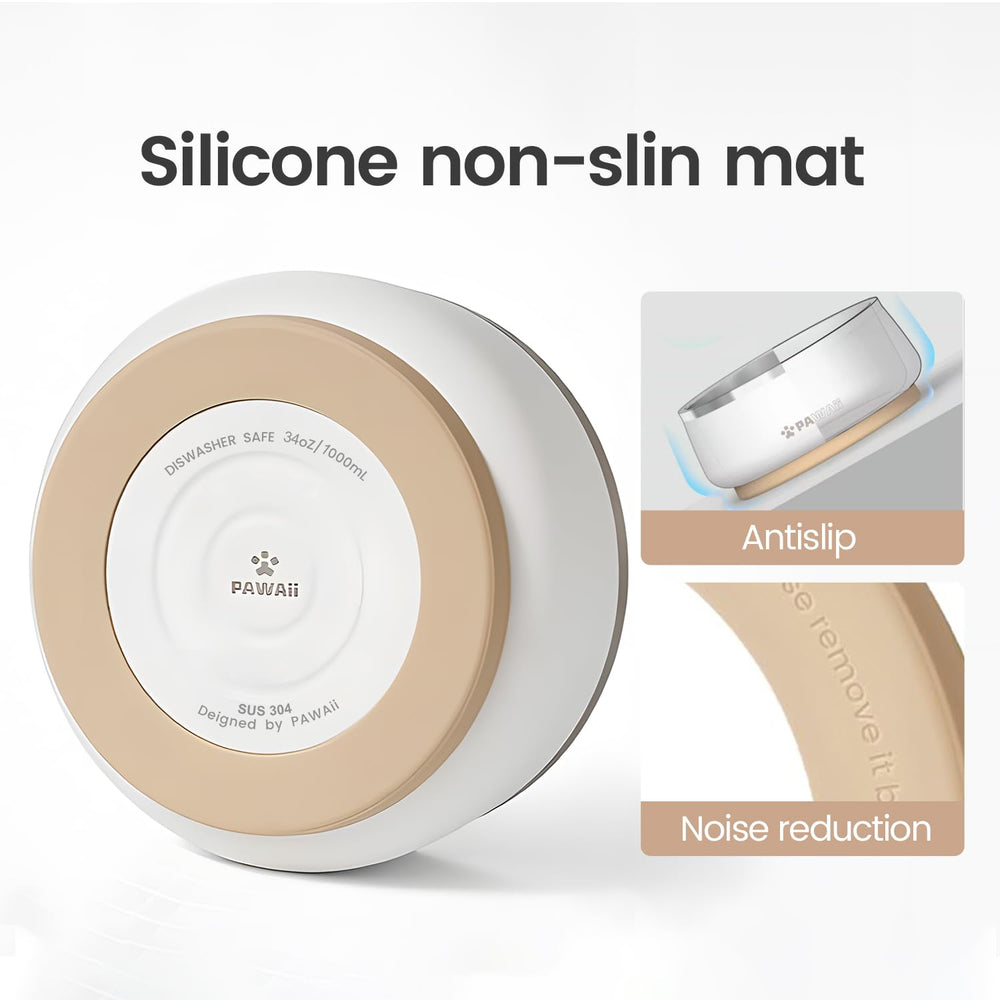 Pawaii dog bowl with random-color ID tag for quick identification.