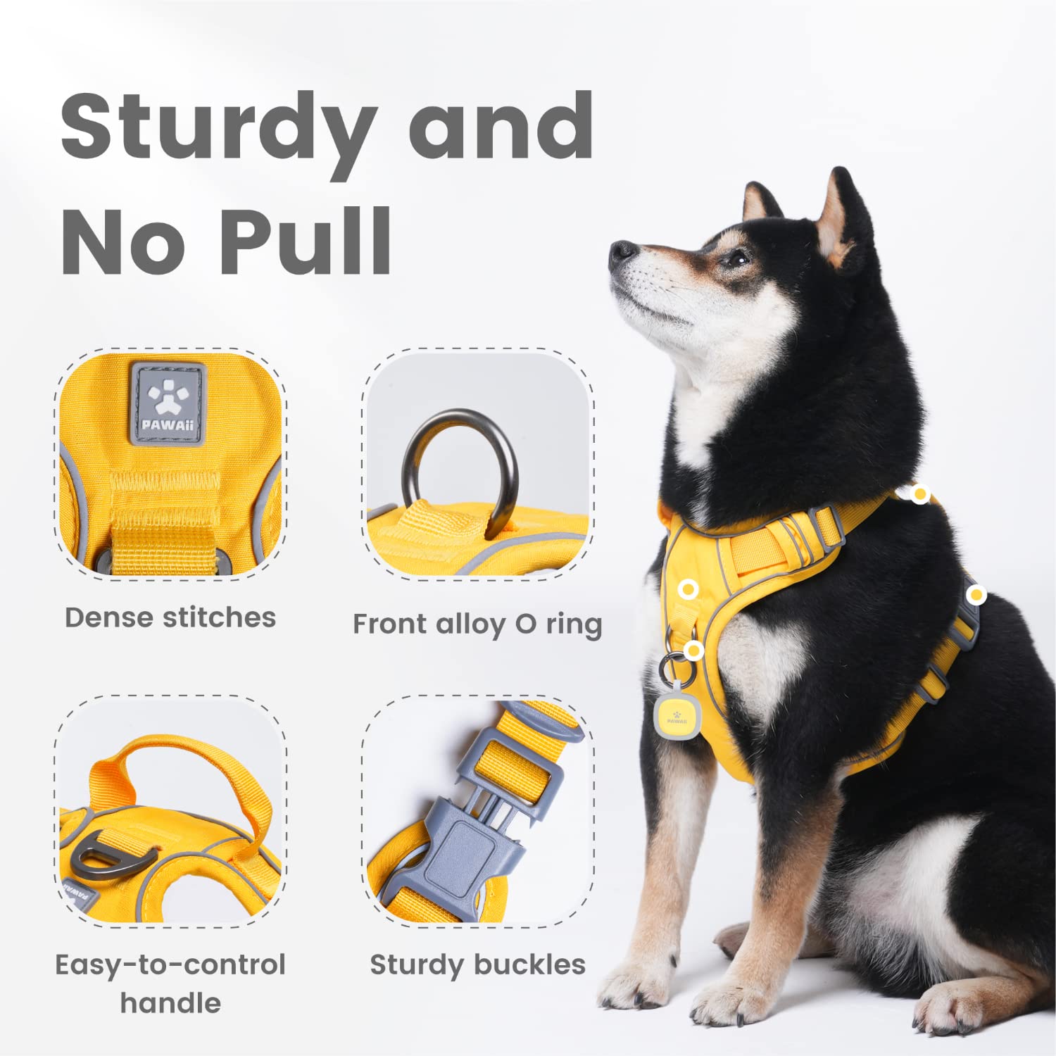 Pawaii dog harness side view highlights adjustable straps for a secure, comfy fit