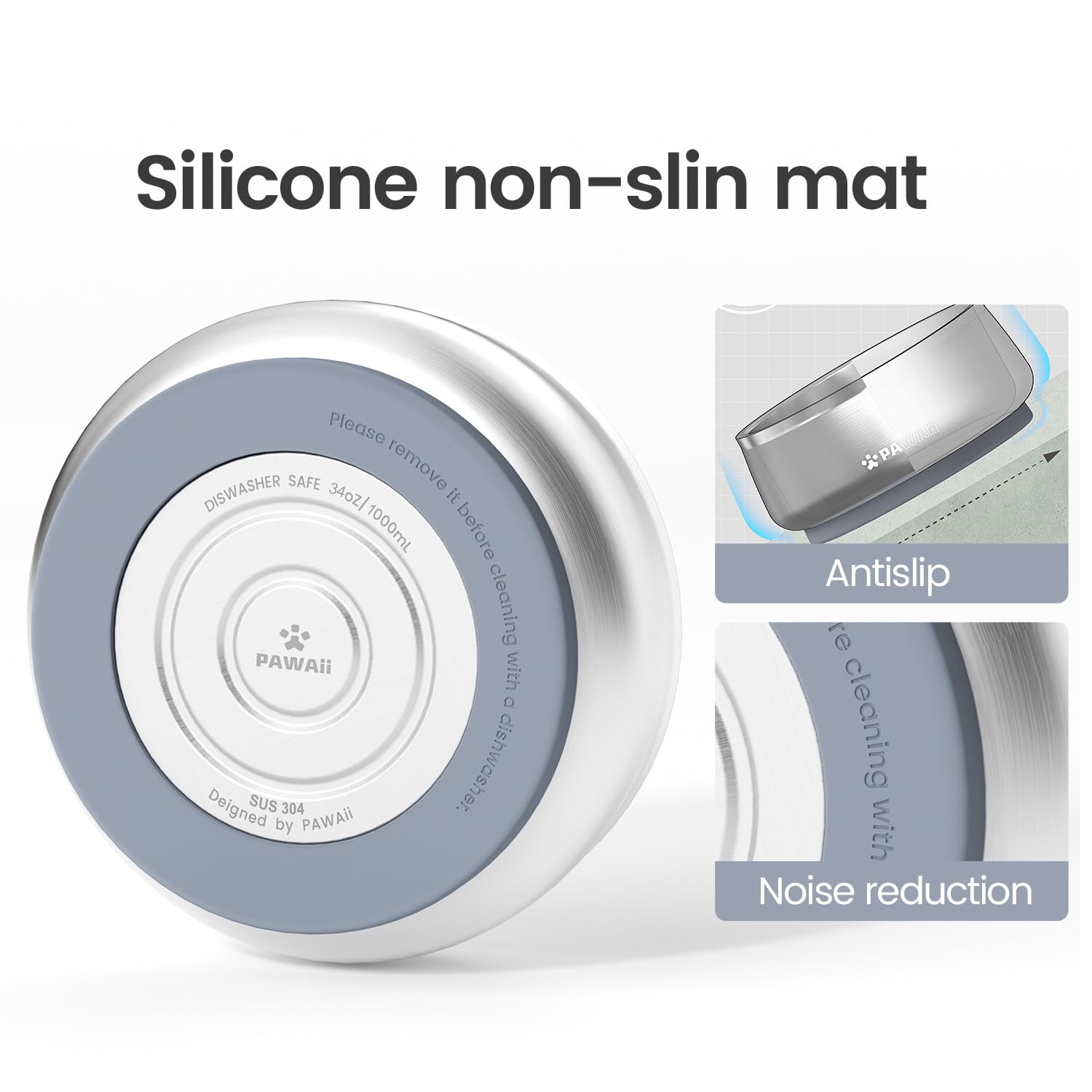 Pawaii non-slip base keeps the bowl steady during use.