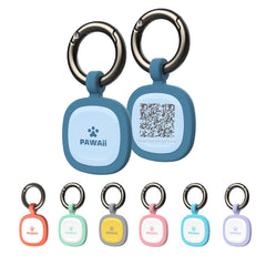 Pawaii silent-silicone-dog-id-tag in Deep Sea Blue on a collar for safety.