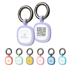 Pawaii silent silicone dog ID tag purple front for quick identification