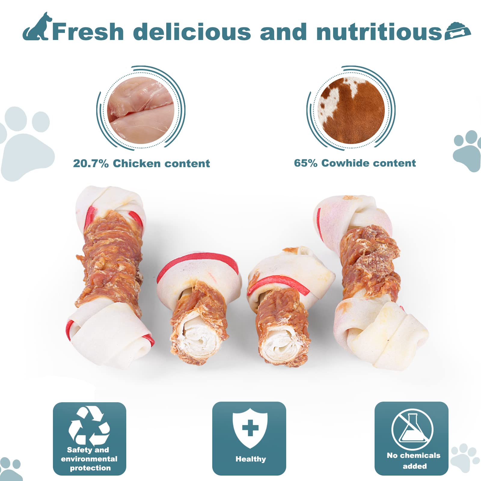 Pawant chicken-wrapped rawhide bone pack-shot emphasizes value and sharing.