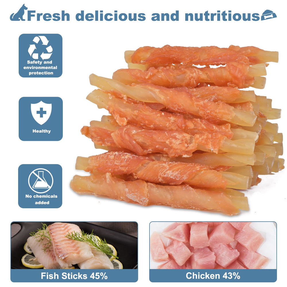 Pawant chicken wrapped cod closeup highlighting natural ingredients and easy digestion for dogs.