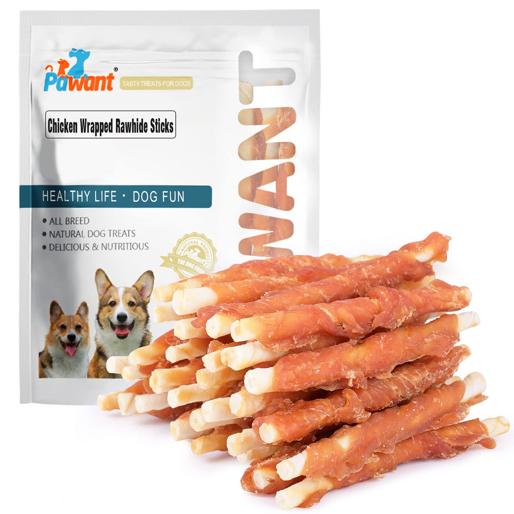 Pawant chicken-wrapped-rawhide-stick close-up shows a tasty chew for training