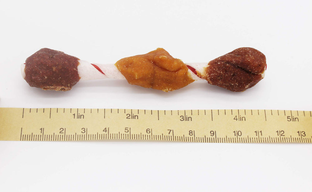 Dog enjoys Pawant triple flavor kabobs during training, supporting focused, extended play.