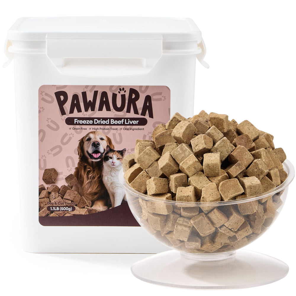 Pawaura beef liver bag closeup highlights pure protein for training rewards.