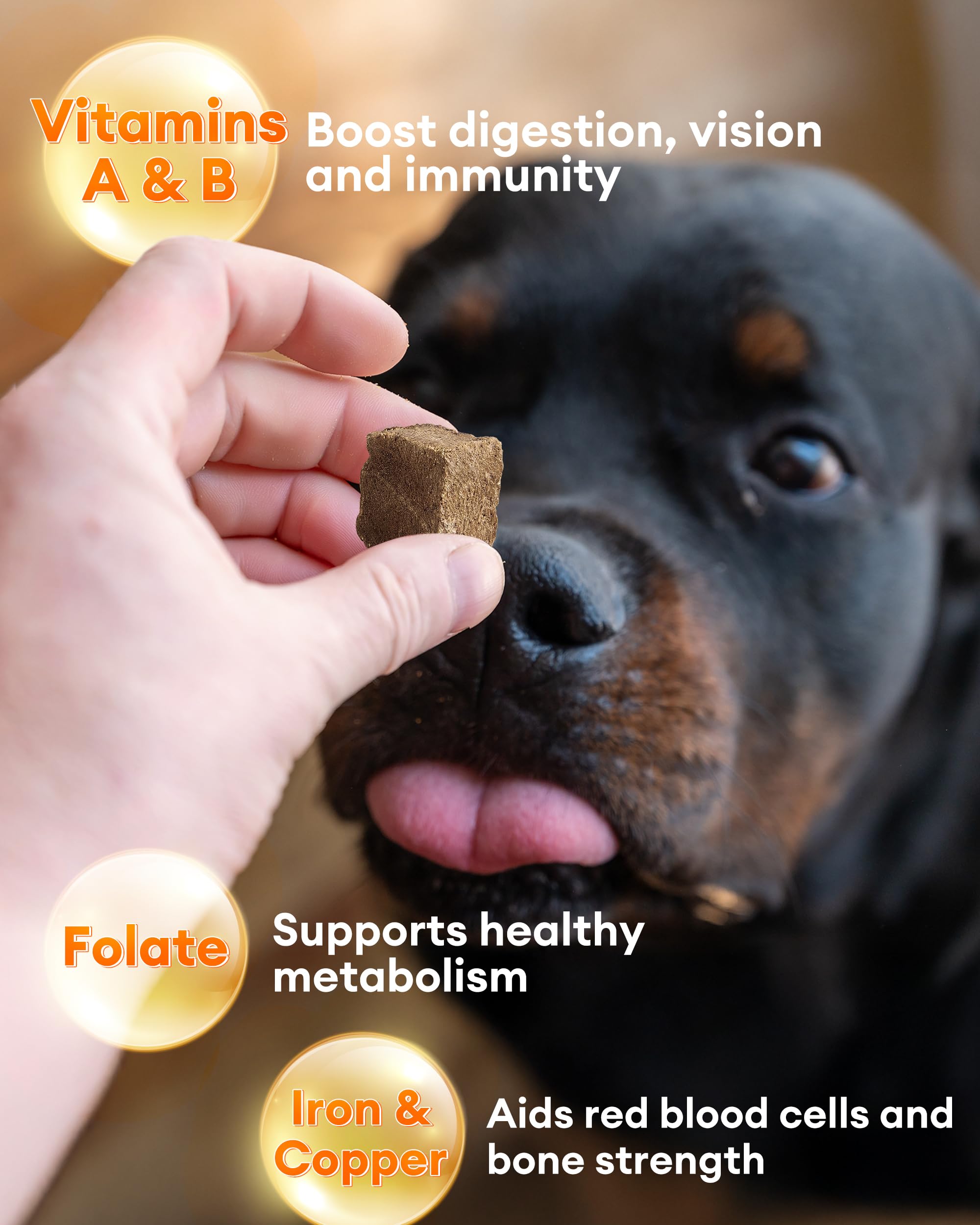 Pawaura nutrient-dense beef liver highlighting iron and vitamin A for active pets.