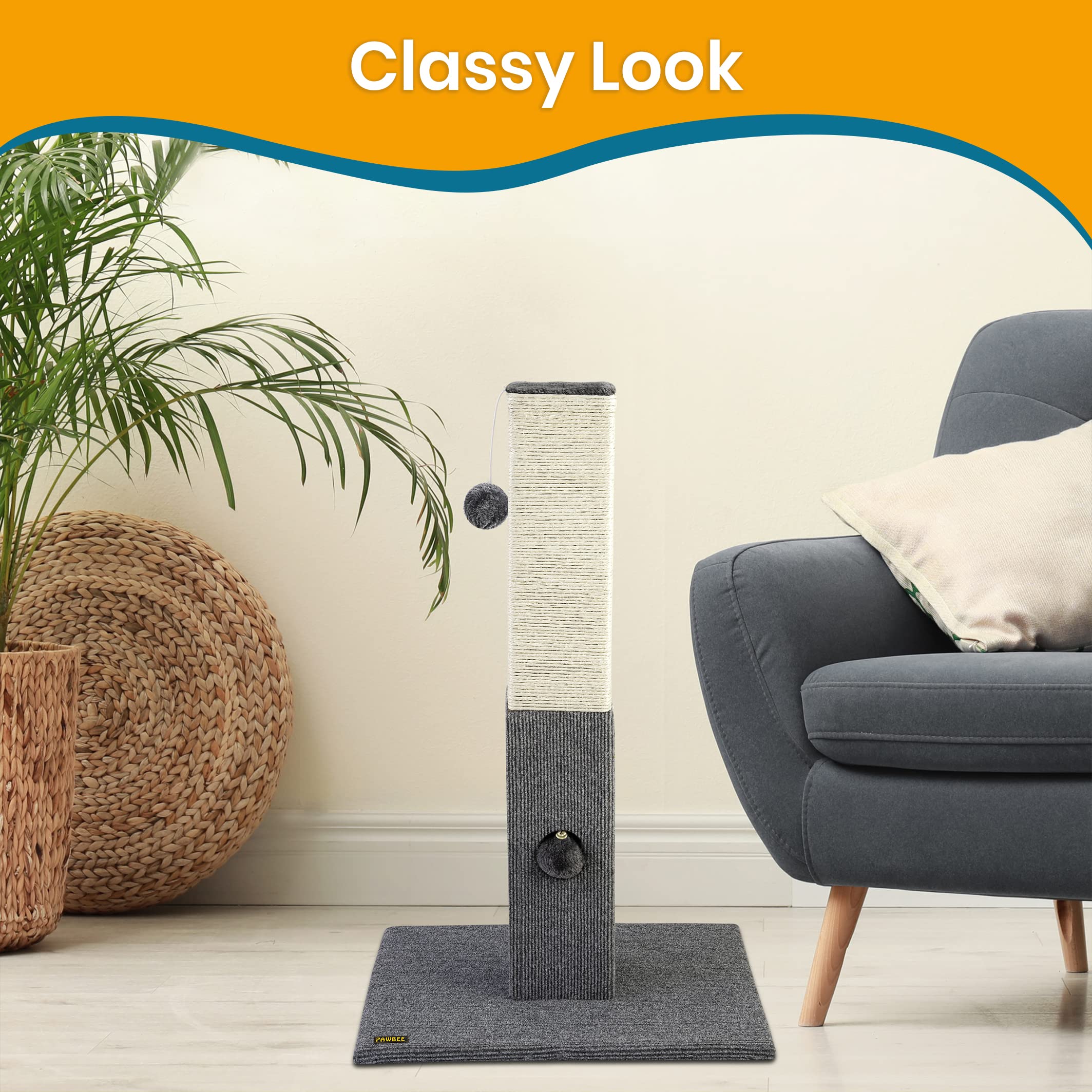 PAWBEE furniture-protection scene highlights reduced sofa wear and improved room harmony