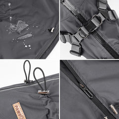 PAWBOSE raincoat with adjustable neck and back buckles ensures secure fit.