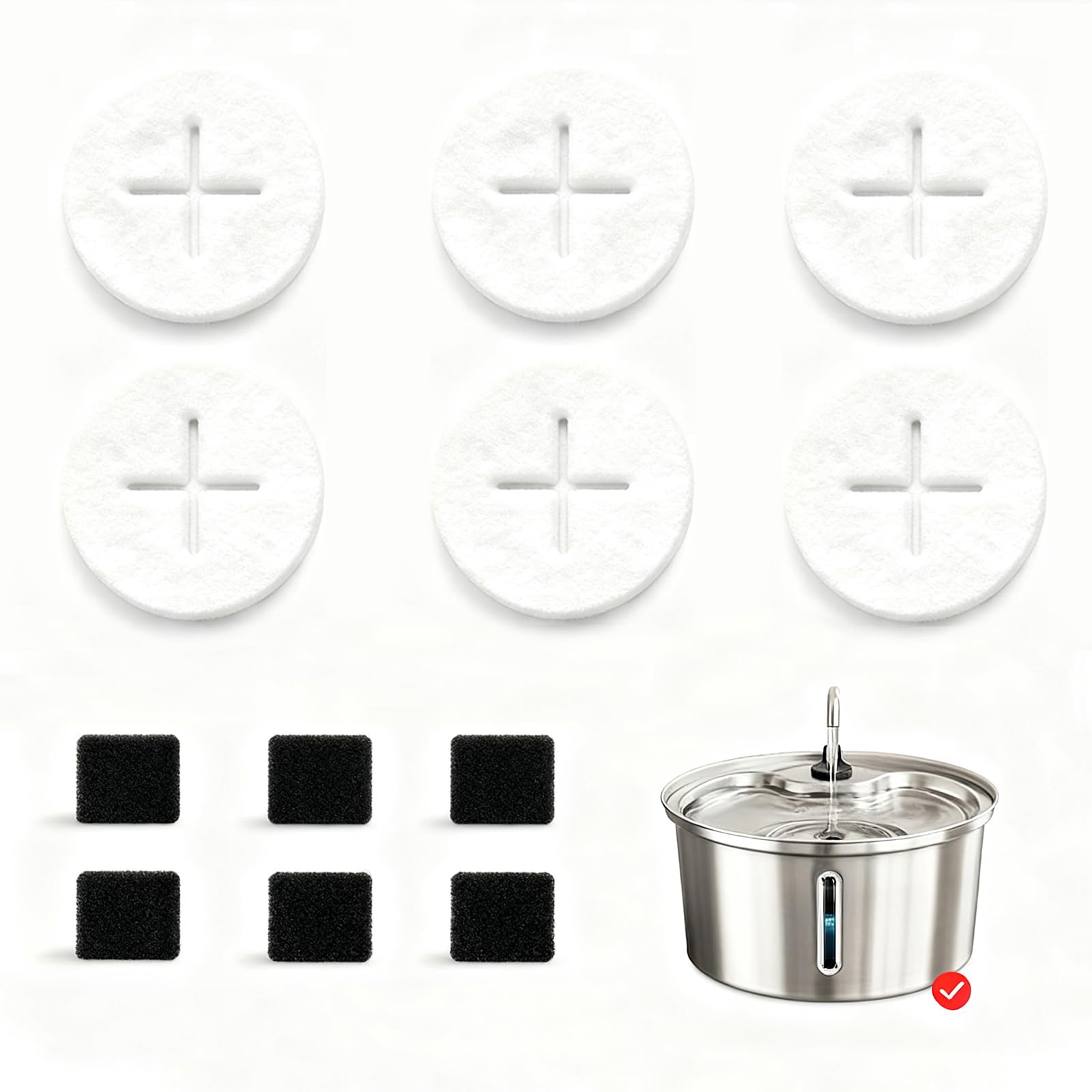 Pawccoli dog water fountain filters pack with six pieces for fresher water.