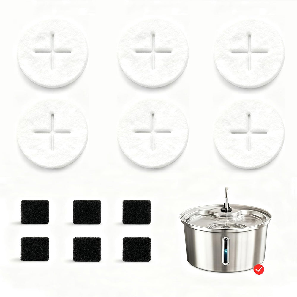 Pawccoli dog water fountain filters pack with six pieces for fresher water.