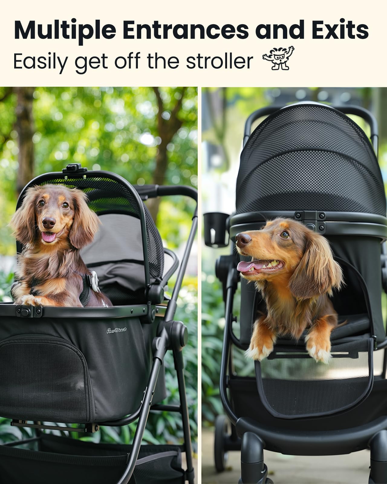 Pawccoli pet stroller detachable carrier for versatile travel use
