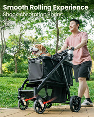 Pawccoli stroller canopy-shade blocks sun during outdoor activities.