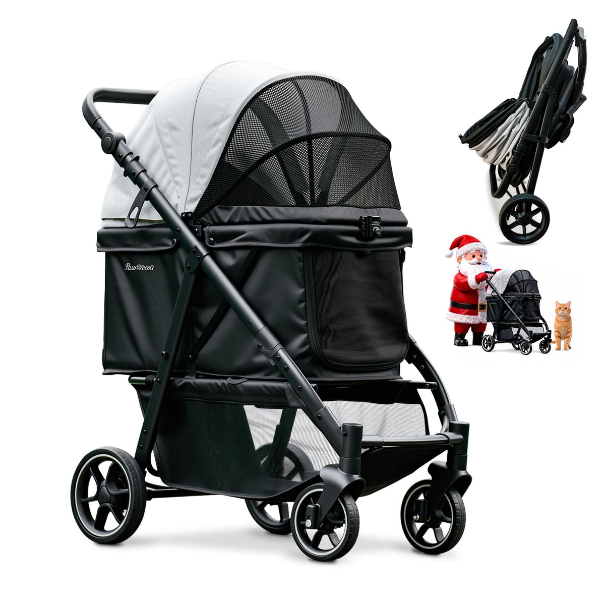 Pawccoli stroller spacious-compartment provides roomy comfort for medium dogs on outings.