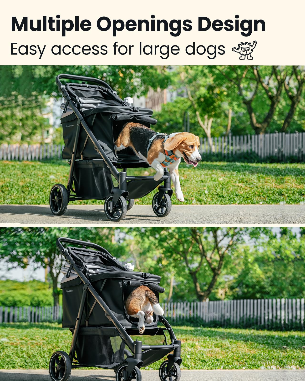 Pawccoli stroller ventilated-mesh keeps pets cool and visible.