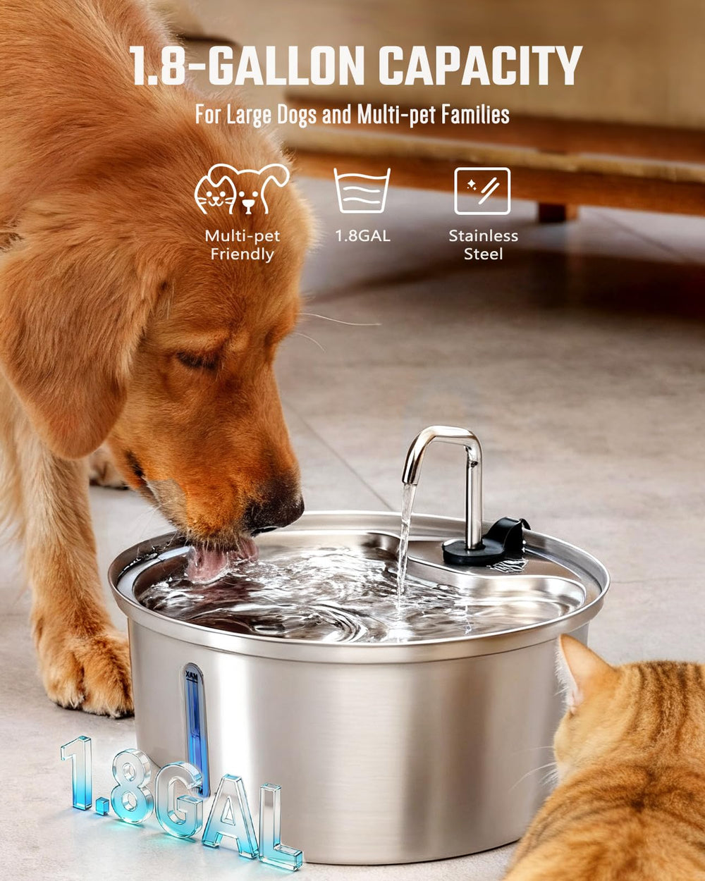 Pawccoli ultra-quiet operation reduces noise, keeping pets calm while hydrating.