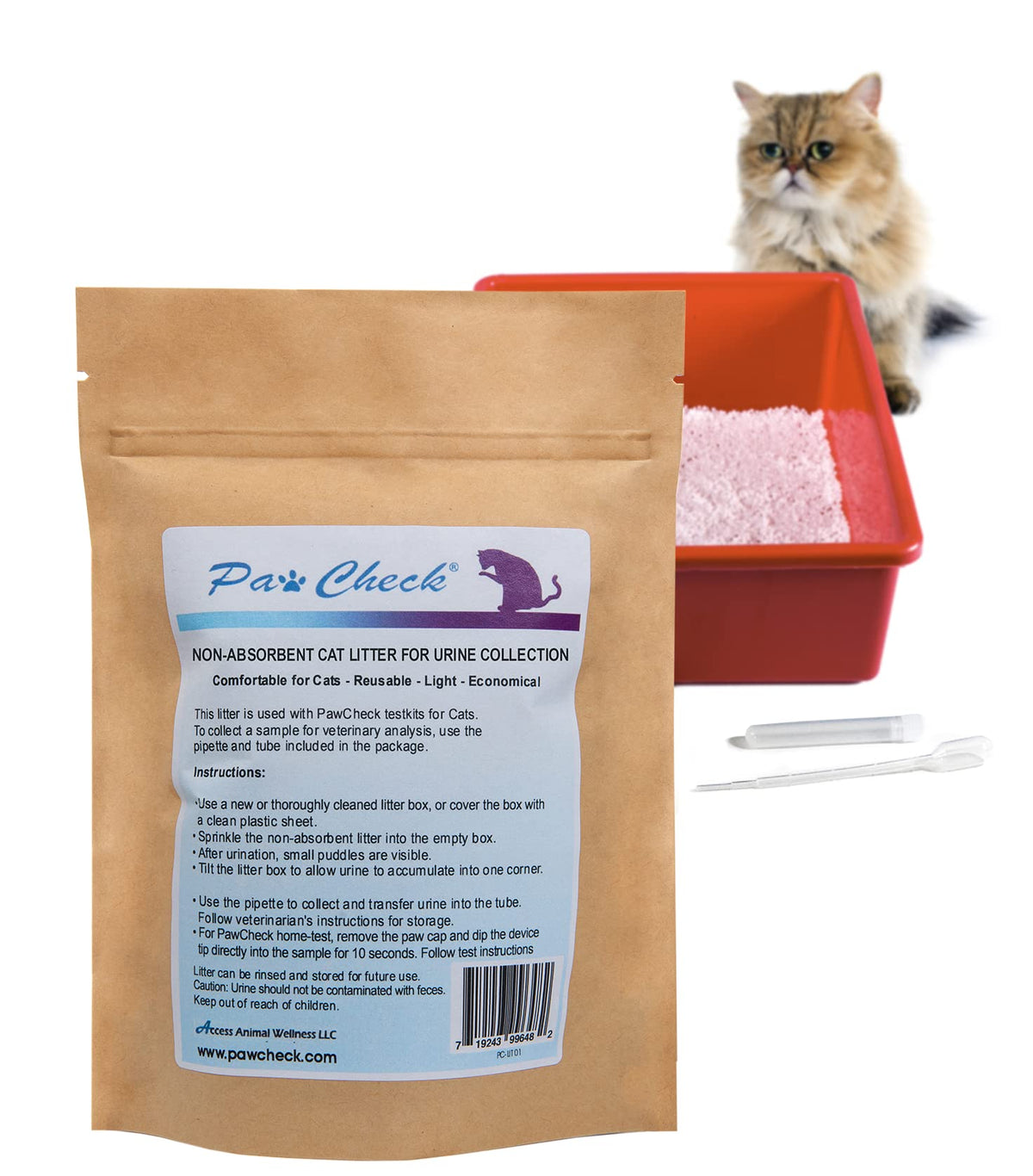 PawCheck cat litter urine-collection in use for non-invasive health monitoring at home.
