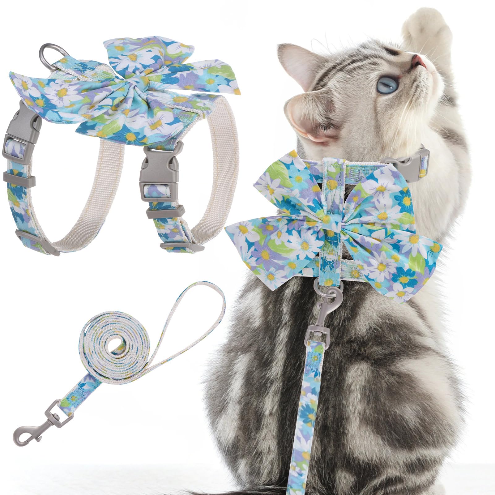 PAWCHIE cat harness bow knot blue for secure daily walks