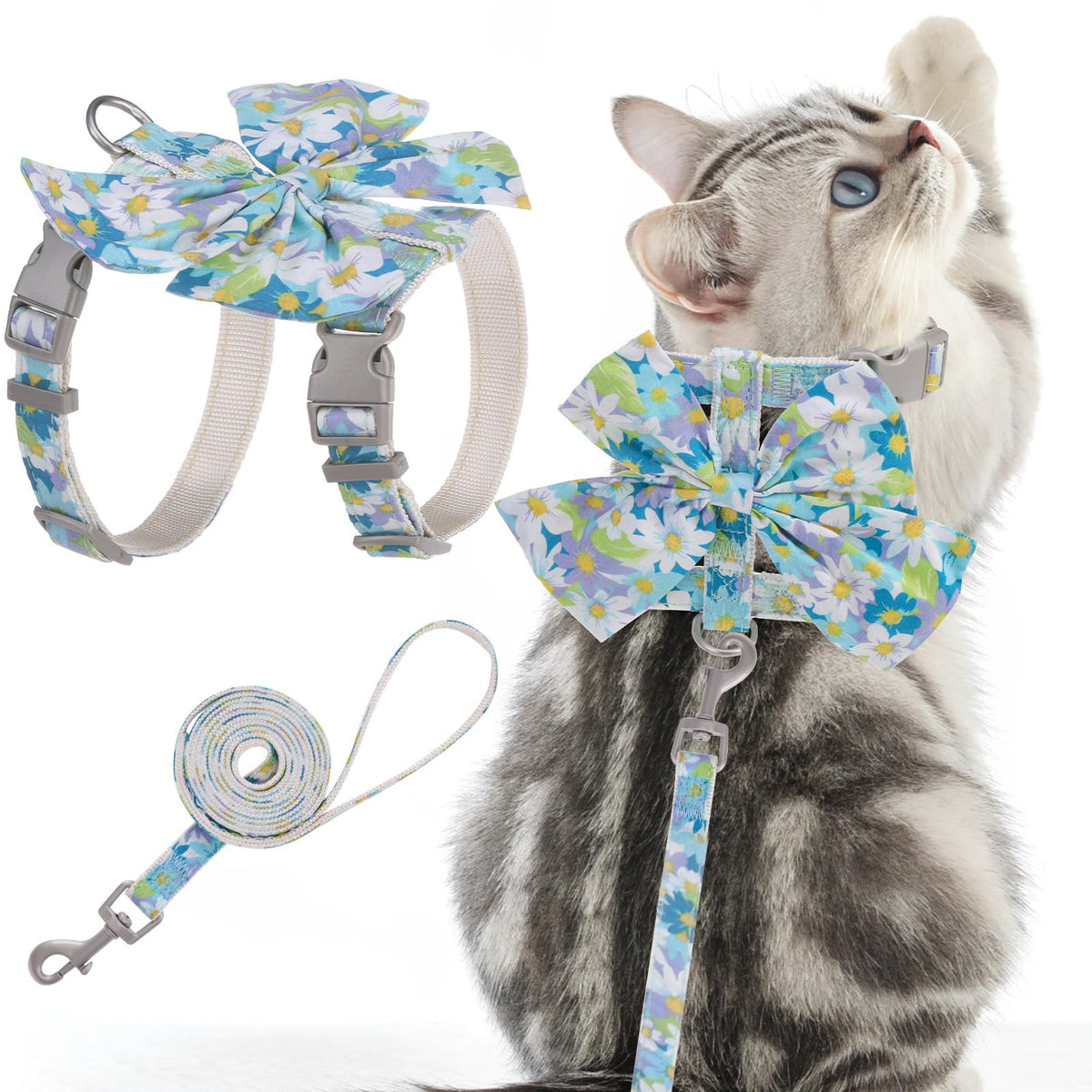 PAWCHIE cat harness bow knot blue for secure daily walks