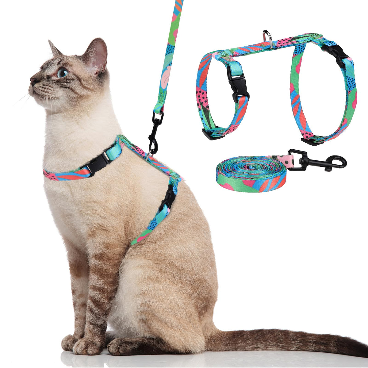 PAWCHIE cat harness green outdoor-walk design for secure pet outings.