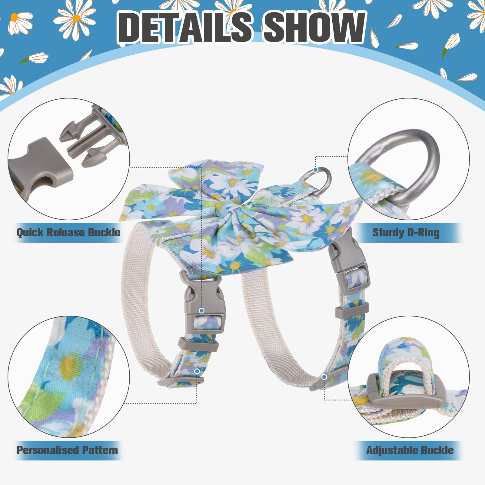 PAWCHIE soft polyester cat harness offers comfortable movement