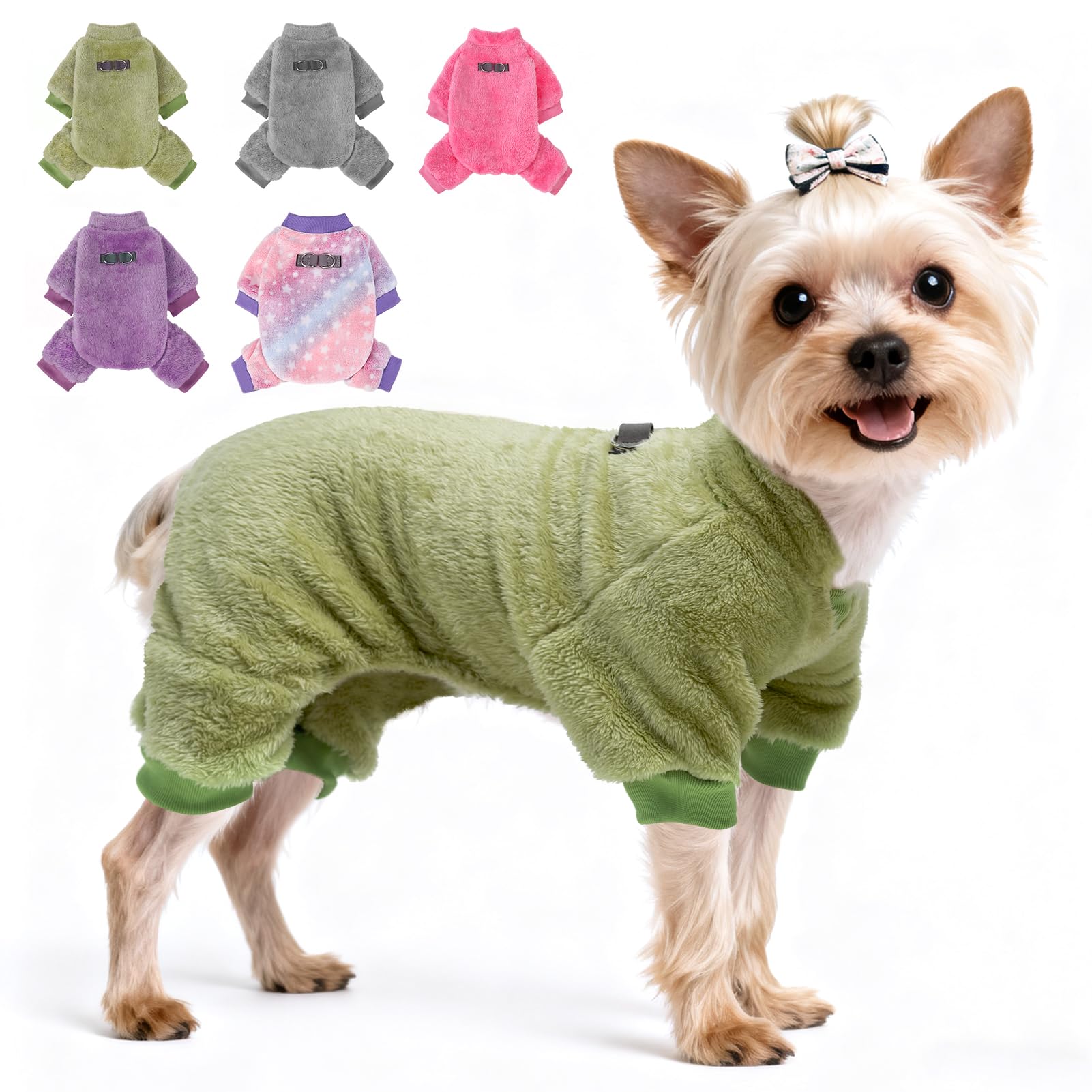 PAWCHIE dog fuzzy velvet pajamas back view showcasing warm, cozy comfort for small dogs