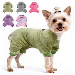 PAWCHIE dog fuzzy velvet pajamas back view showcasing warm, cozy comfort for small dogs