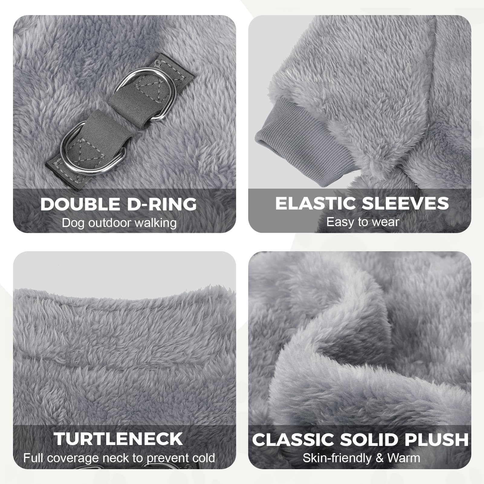 PAWCHIE fuzzy velvet pajamas grey necklines and sleeves for snug warmth