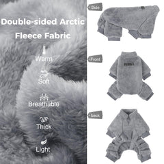PAWCHIE fuzzy velvet pajamas grey side-view highlighting easy-on design