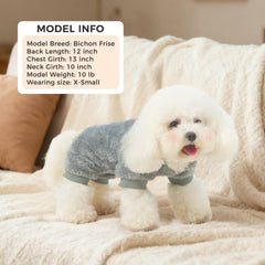 PAWCHIE dog fuzzy velvet pajamas grey turtleneck close-up for neck warmth